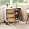 Rattan Storage Cabinet Buffet with Drawers and Doors White Natural 31.5 Inch